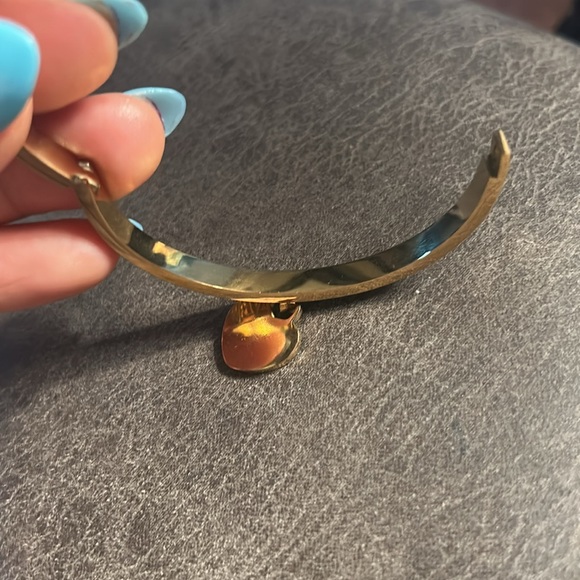 Gold-Tone Hinged Bangle Bracelet with Heart charm - Picture 7 of 11